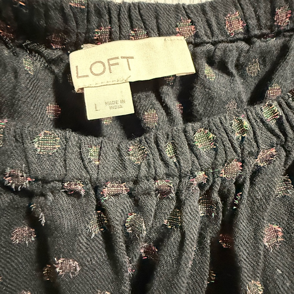LOFT Black and shimmer polka dot Patterned Blouse - Picture 5 of 6